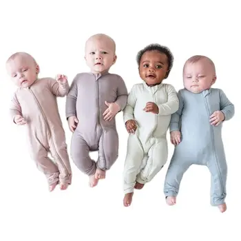 Infant Kleinkind Jungen Mädchen Zipper Nachtwäsche Pyjamas Aus Bio-Bambus Baby Footie Jumpsuit Romper