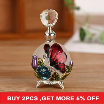 Arabischen Stil 25ml Vintage Parfüm Flasche Antike Schmetterling Metall Leere Glas Dropper Frauen Mädchen Geschenk