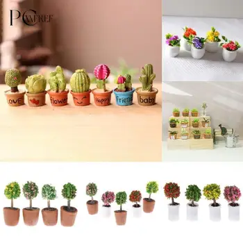 4Pcs 1:12 Dollhouse Miniatur-Topfpflanzen Baum Vergossen Grünen Pflanze Home Decor Miniatur Grüne Pflanze, Topfpflanzen, Spielzeug