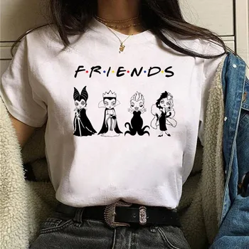 Niedlichen Cartoon-Disney-Bösewichte Königin Drucken Frauen T-Shirt Street Atmungsaktiv Kurzarm Mode Casual Kleidung Sommer T-Shirts