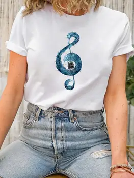 Short Sleeve Lady Frauen T-Shirt Tee Fashion Clothes Musik-Liebe-Trend der 90er Jahre Frauen Drucken Frühling Sommer Grafik T-shirt