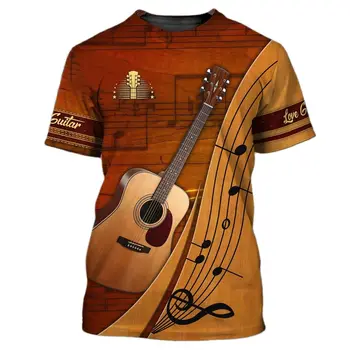 Sommer Männer T-Shirts Gitarre-Grafik-3d Mode Musik T-shirt Pullover Kurzarm O Neck Rock Hip Hop Tops Übergroße Kleidung