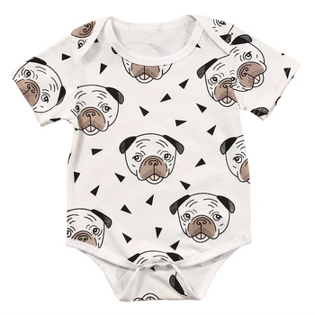 Lioraitiin Neue Casual Neugeborenen Baby Junge Mädchen Outfits Animal Print Romper Kurzarm Overall Kleidung Puppy