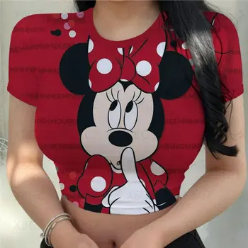 Mickey Crop Top Minnie Mouse Y2k-Print T-shirts Cartoon Frau Kleidung Slim Fit Women ' s T-shirt Disney Mode Blusen Sexy 2022