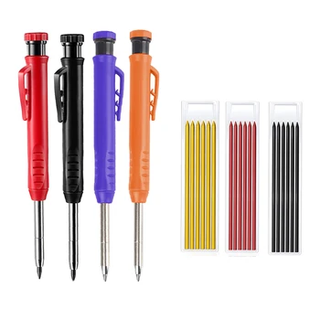 Solide Zimmermann Bleistift Set Mit Multicolor Refill Leads Built-In Sharpener Tiefes Loch Mechanische Bleistift Marker Marking Tool