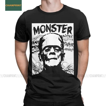 Monster, Frankenstein T Shirts Männer Baumwolle Kühlen T-Shirts Crew Neck Classic Halloween Karloff Dracula Horror Tee Shirt Short Sleeve