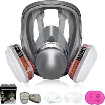 3-Schnittstelle, Gas Maske mit Filter Baumwolle und Box Full Face Facepiece Respirator