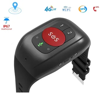 Ältere 4G SOS Watch GPS Tracking Herbst Alarm Smart Armband Gesundheit-Temperatur-Monitor-Notfall-SOS-Taste, IP67 GPS Positioning