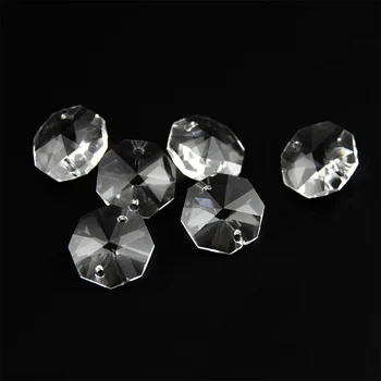 14mm 100/1000/2000pcs Crystal K9 Octagon Klar Perlen In 2 Löcher/1 Loch Glas Perlen Klar Perlen Für Stränge
