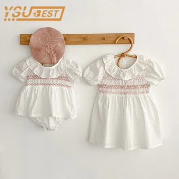 Neugeborenen Baby Mädchen Romper Kleid Mode Weiß Köder Baby Kleidung Baumwolle Frühling Sommer Kleinkind Mädchen Jumpsuit Outfits Kleidung