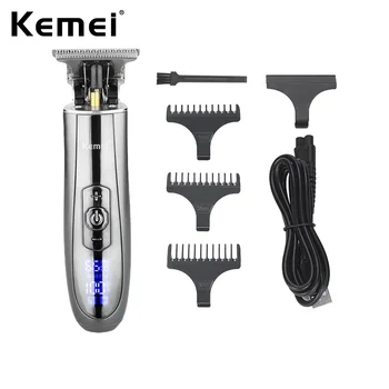 Kemei KM-129 Skeleton Cordless Haar Trimmer für Männer LCD Display Haarschnitt-Tools Speed Control 0mm Haut Schnitt Passt, Wahl T-Wide Blade