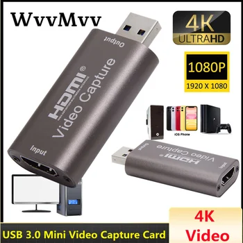 USB 3,0 4K 60Hz Video Capture Card HDMI-kompatible Video-Grabber Aufnehmen Box für PS4 Spiel DVD-Camcorder-Kamera-Aufnahme-Live