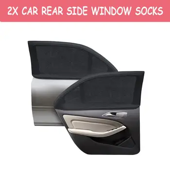 2 x Auto Hinten Sitz Sunshine Blocker Sun Mesh Blind Window Shade Net Socks Black