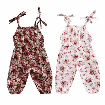 Großhandel Neugeborenen Baby Mädchen Floral Print Romper Sleeveless Jumpsuit Ein Stück Outfits Sunsuit Kleinkind Mädchen Sommer Kleidung