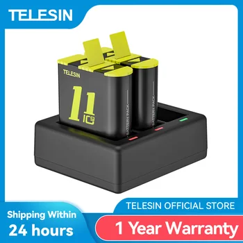 TELESIN 2K 1750mAh Batterie Für GoPro 12 11 10 9 3-Wege Batterie Ladegerät LED-Licht-Ladegerät für GoPro-12-Kamera-Zubehör
