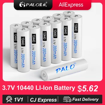PALO 3,7 V 10440 Batterie 380mAh Taste Top 10440 Wiederaufladbare Lithium-Batterie AAA Rechargeble li-Ionen-Batterien Mit AAA-Fall