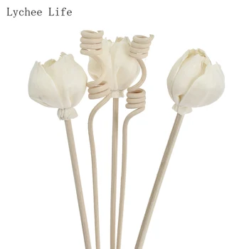 Lychee Leben 7Pcs Künstliche Blume Rose Bud Rattan Reed Diffusor Duft Sticks-Ersatz-Diy Home Decoration