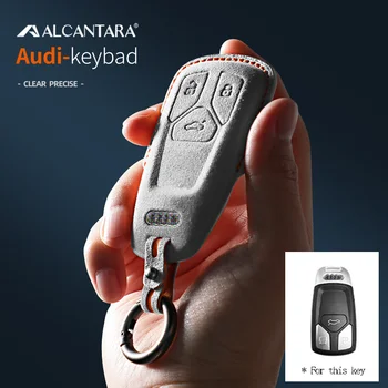 Alcantara Auto Schlüssel Fall Abdeckung Halter Shell Protector Für Audi A4 B9 A5 A6 8S 8W Q5 Q7 4M S4 S5 S7 TT TTS TFSI RS Auto Zubehör