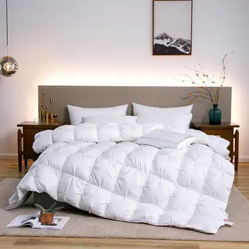 Luxus Weiße Gans Unten Füllstoff Bettbezug 3D-Brot Quilt Tröster Winter Schwere Bettdecke 4 kg Gewicht-100% Cotton Shell Quilt Verdickt