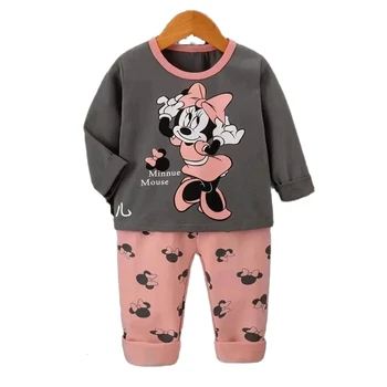 Herbst Kinder Mädchen Kleidung set Baby Baumwolle lange Ärmeln Set Cartoon Minnie Kinder Nachtwäsche
