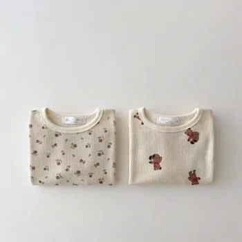 MILANCEL Herbst 2021 Neue Baby Hoodies Jungen Tragen Bluse Waffel-Blumen-Mädchen-Base-Sweatshirts