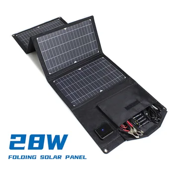 28w Faltbare Solar Panel 18v Schwarz Tragbare Solar Ladegerät Outdoor Quick Charge Solar Panels für smartphone power bank
