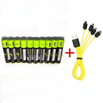 10PCS ZNTER 1,5 V AAA 600mAh lithium-Akku USB lithium-polymer Batterie + Micro-USB-Kabel