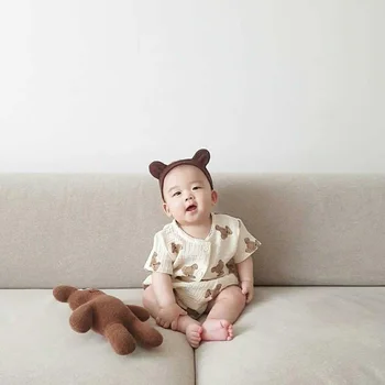 MILANCEL Baby Kleidung Set Bear Druck-T-SHIRT und Bloomers Baby Jungen Anzug Kleinkind Outfit