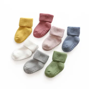 Neugeborenen Baby Socken Terry Anti Slip Socken für Baby Winter Warm Dicken Baby Mädchen Jungen Socken Solide Baby Kleidung Zubehör