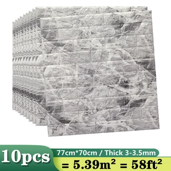 1/10pcs 3D Wall Panel Selbstklebende Schaumstoff-Wand-Aufkleber-Peel Wohnzimmer Schlafzimmer Marmor Aufkleber TV Wand Papers Home Decor