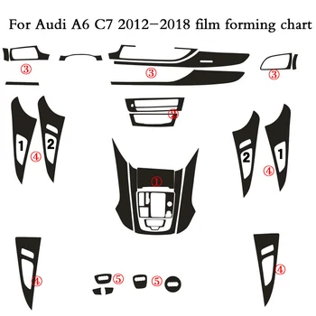 Für Audi A6 C7 2012-2018 Innen zentrale Steuerung Panel Tür Griff 3D/5D Carbon Faser Aufkleber Decals Auto styling Zubehör
