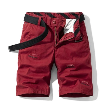 5 Farben Sommer Casual Gerade kurze Hosen aus Baumwolle Klassischen Mode Alle-match Kurze Hosen Khaki Cargo-Shorts Männlichen Marke, Rot, Grün