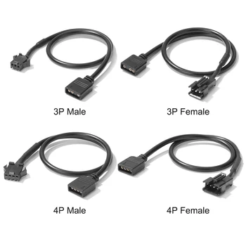 5V 3 Pin / 12 V, 4-Polig 30cm Motherboard-RGB-Adapter Conversion Kabel für PC Computer LED-Licht-Streifen-SM-Wire Line, 3/4P Männlich Weiblich