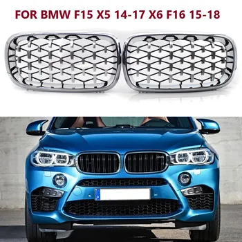 Neue Für BMW F15 X5 Kühlergrill Front Ersatz Niere Grill Diamant Meteor Stil Chrom Schwarz Für BMW X6 F16 2014-2018