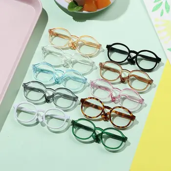 Plüsch Puppe Brillen Zubehör-Runde Rahmen-Miniatur-Brille Klare Linse Candy Farbe Brillen-Stil Für Blythe Puppe Dekoration