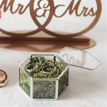 Mini Hexagon Geometric Wedding Ring Box Ring Bearer Box Tabletop Sukkulenten Pflanzen Pflanzer-Hochzeit Dekoration