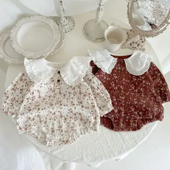 Mode Baby Mädchen Romper Herbst Floral Romepr Overall Neugeborenen Mädchen Cute Bodysuit Neugeborenen Kleidung 7-12m Infant Kleidung 0-6m