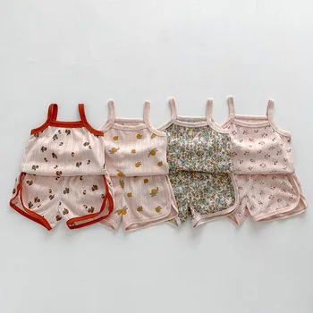 MILANCEL 2023 Sommer Baby Kleidung Set Mesh Mädchen Camisole Und Shorts 2 Stück Baby-Anzug