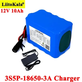 Liitokala 12V 10Ah 18650 li-lon Akku 10000mAh mit BMS für Monitor Notfall Lichter Unterbrechungsfreie Stromversorgung +12,6 V Ladegerät