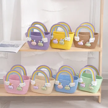 Cartoon-Kaninchen-Dekorative Handtasche Regenbogen-Blumen-Schulter-Taschen