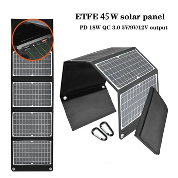 JMUYTOP ETFE 45W Solar Ladegerät Faltbare PD 18W Tragbare Power Bank mit Typ C PD USB QC3.0 5V 9V 12V Output-panels, solar-generator