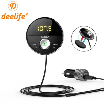 Deelife AUX Bluetooth Car Adapter FM Transmitter Modulator Handsfree Kit für Auto Musik BT 5.0 Receiver Hands-free-Freisprecheinrichtung