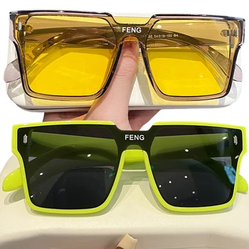 Mode Y2K-Übergroßen Quadratischen Sonnenbrille Frauen Retro Spiegel Objektiv One Stück Brillen Shades UV400 Männer Punk Sonne Gläser Brillen