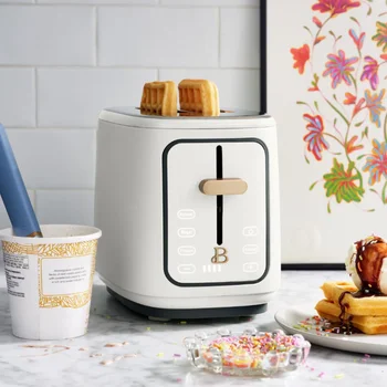 2 Stück Touchscreen Toaster, Weiße Glasur, Indem Drew Barrymore Multifunktions Frühstück Maschine