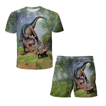 Kinder Dinosaurier Kleidung Sets Baby Boy Juras-sic Park 3 Kleidung Mädchen Kurzarm T-shirt+Hosen 2pcs Anzüge Jungen Kleidung 1-14T