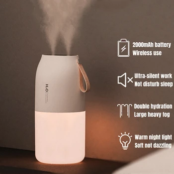 300 ml Dual-Sprayer Luftbefeuchter 2000mAh USB Aufladbare Batterie Drahtlose Aroma Nebel Maker Fogger Diffusor Licht Umidificador