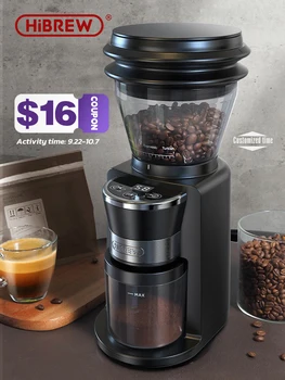 HiBREW Automatische Grat Mühle Elektrische Kaffeemühle mit 34 Zahnräder für Espresso amerikanischen Kaffee Gießen Über Visual Bean Storage G3