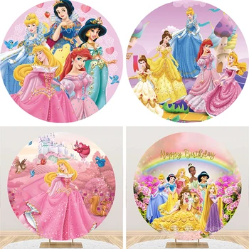 Disney Princess Castle Geburtstag Runde Fotografie Hintergrund Mädchen Magie Foto, Hintergrund Cartoon, Kreis Vinyl Photo Booth Requisiten
