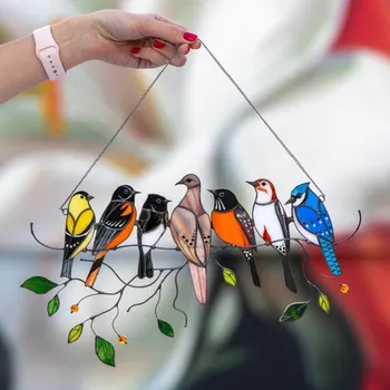 Farbige Fenster Mit Vogel-Anhänger Wind Chime Kunststoff Tropischen Vogel Hängende Dekorationen Familie Tür Handwerk Hause Zubehör