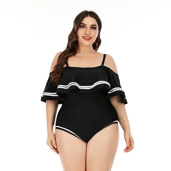 2022 Neue Frauen Plus Größe Badeanzug Ein Stück Bademode Große Plussize Solide Schwimmen Badeanzüge Beachwear Kleidung Für Weibliche